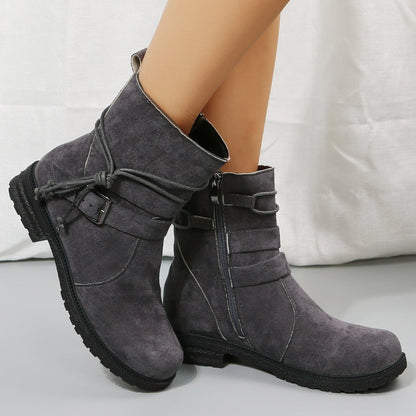 Elizabeth Ainsley Short Boots - Side Zipper, Low Heel