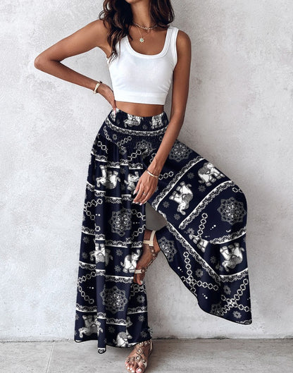 Retro Floral Wide-Leg Pants by Elizabeth Ainsley