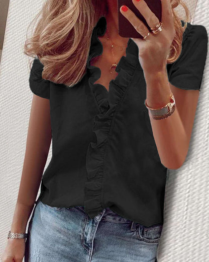Chic Ruffled Long Sleeve Blouse by Elizabeth Ainsley