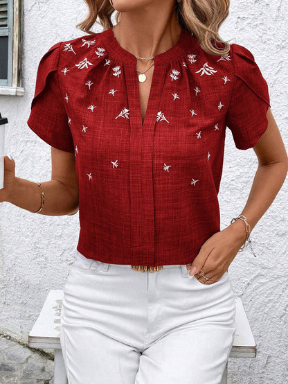 Chic Printed Blouse Elizabeth Ainsley Shoulder Pleat Top