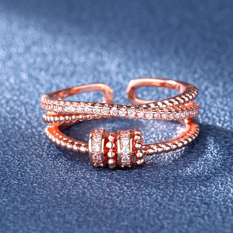Pavé Coil Adjustable Open Ring – Modern Wrap Design