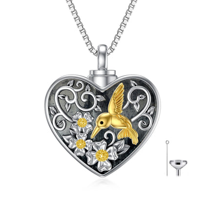 Heart Hummingbird Urn Necklace