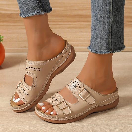 Retro Buckle Platform Sandals Elizabeth Ainsley