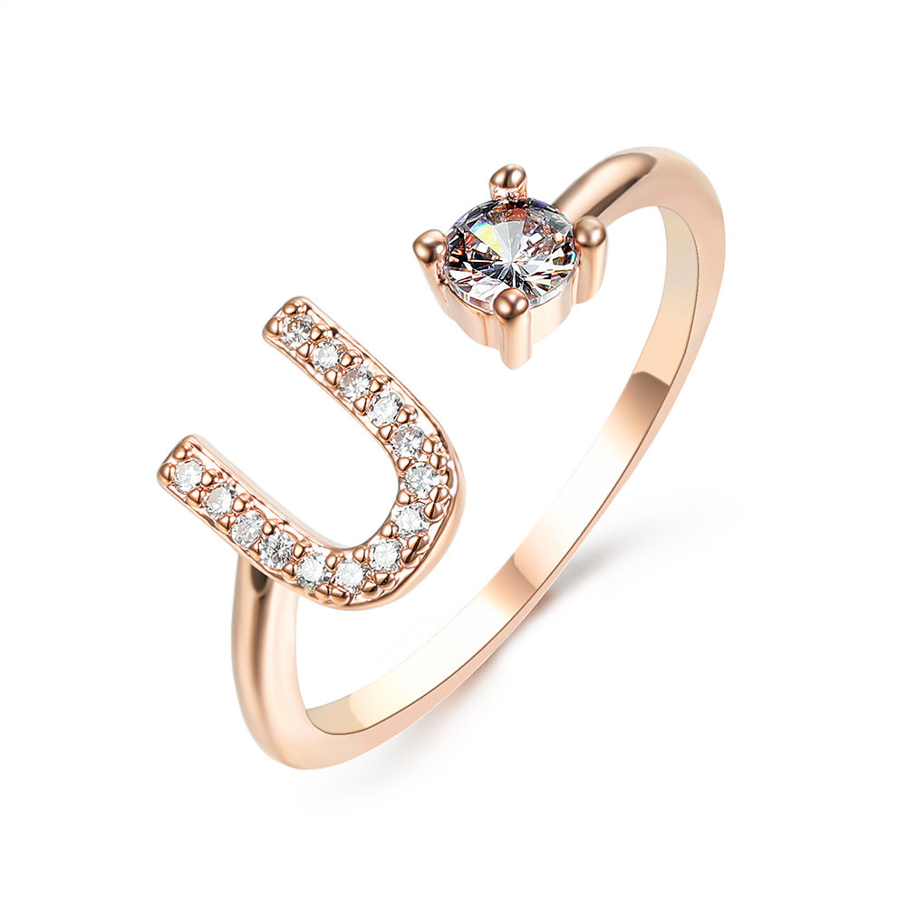 Personalized Diamond Initial Ring