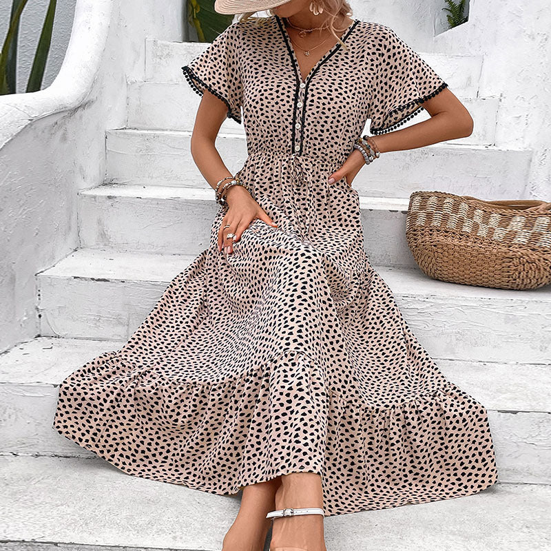 Leopard Print V-Neck Dress Elizabeth Ainsley