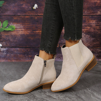 Elizabeth Ainsley Suede Ankle Boots - Thick Heel Comfort