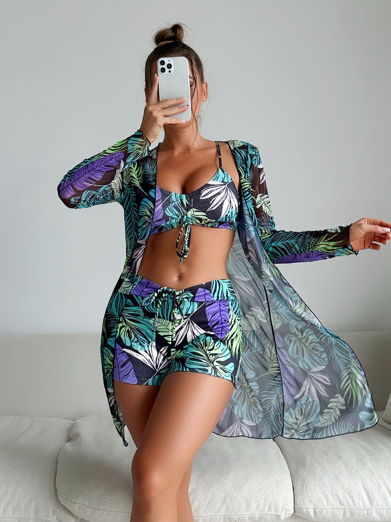 Vibrant Print Elizabeth Ainsley Three-Piece Bikini Set