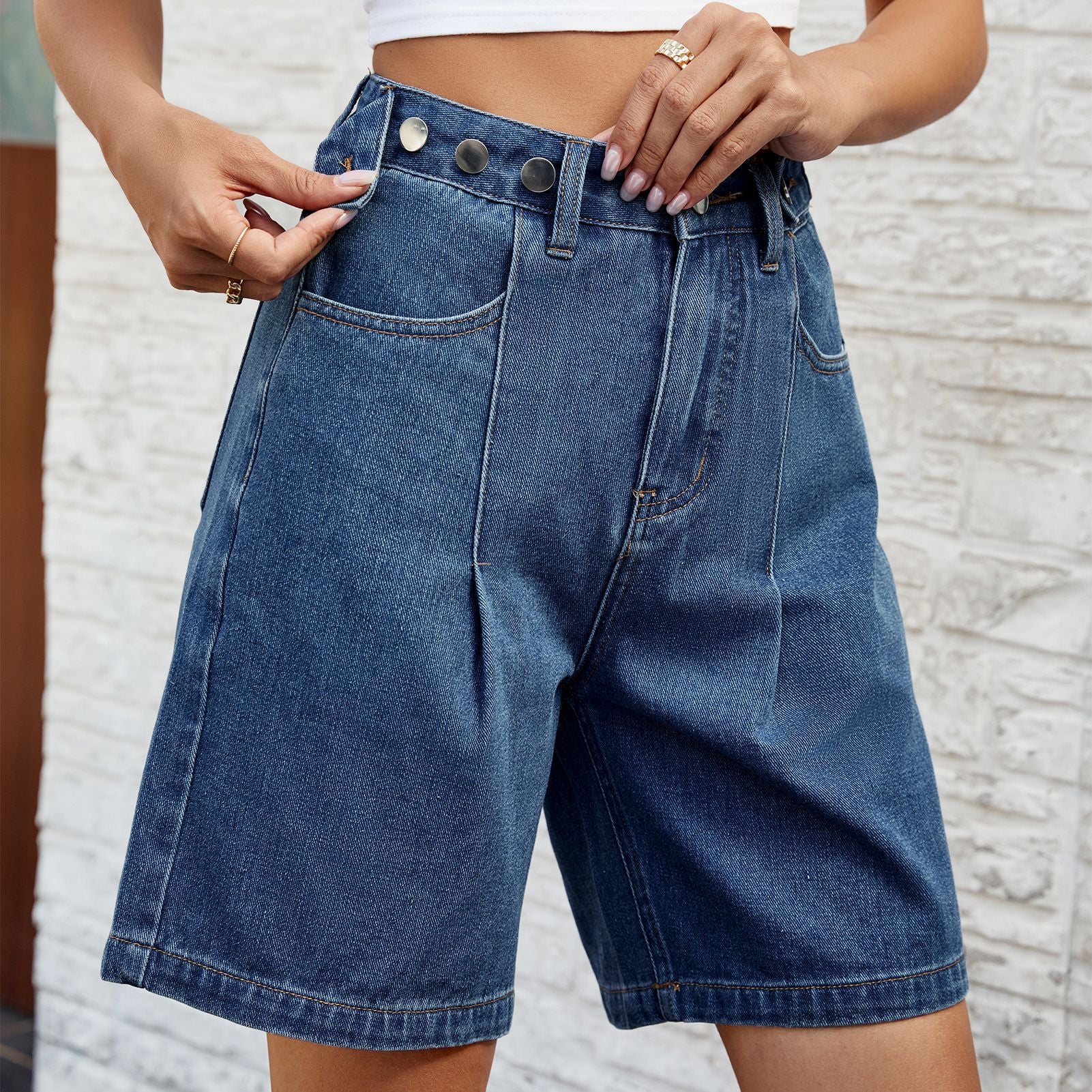Adjustable Waist Denim Shorts Elizabeth Ainsley Women’s