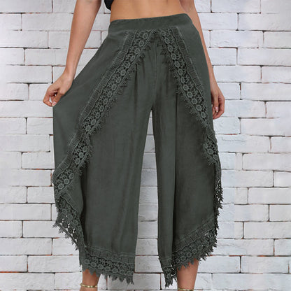 Elegant Wide-Leg Lace Pants by Elizabeth Ainsley