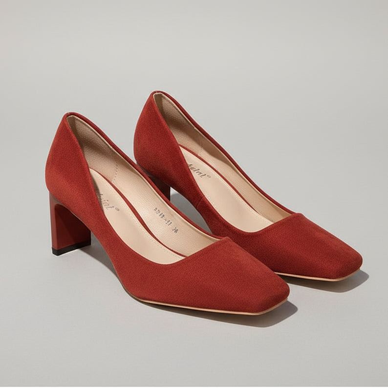 Chic Suede Square Toe Heels by Elizabeth Ainsley