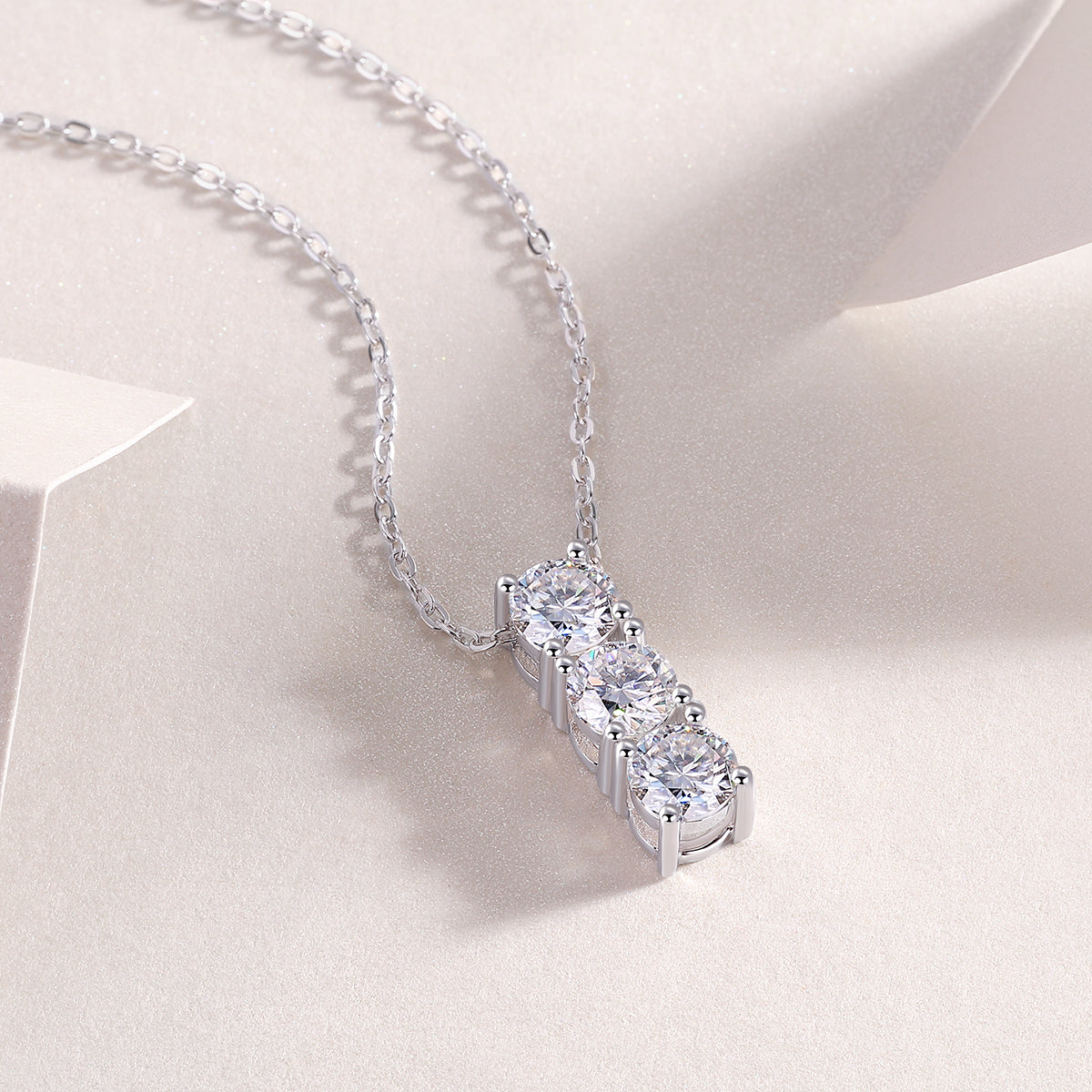 Triple Stone Crystal Drop Necklace