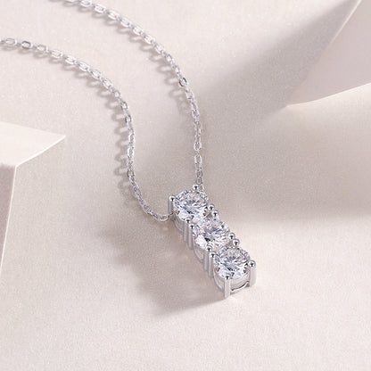 Triple Stone Crystal Drop Necklace