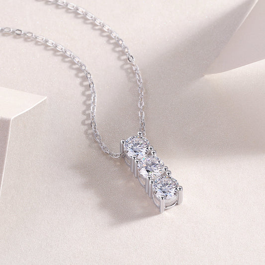 Triple Stone Crystal Drop Necklace