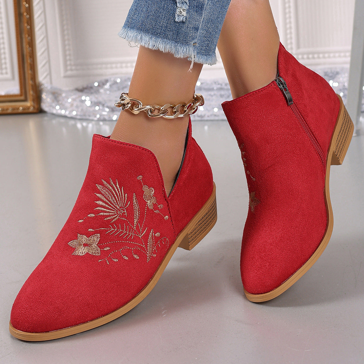 Elizabeth Ainsley Printed Short Boots - Pointed Toe Comfort