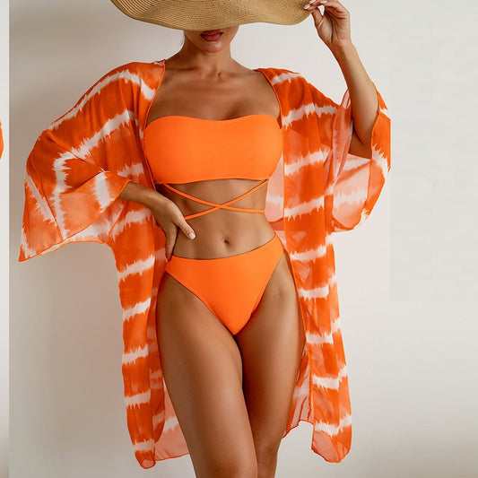 Vibrant Chiffon Three Piece Swimsuit by Elizabeth Ainsley