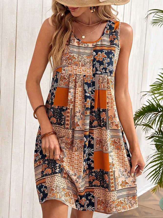 Printed A-Line Sleeveless Dress by Elizabeth Ainsley