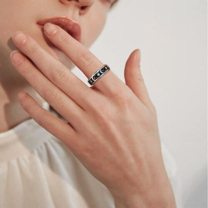 Minimalist Stainless Steel Band Ring – Engraved & Polished Finish