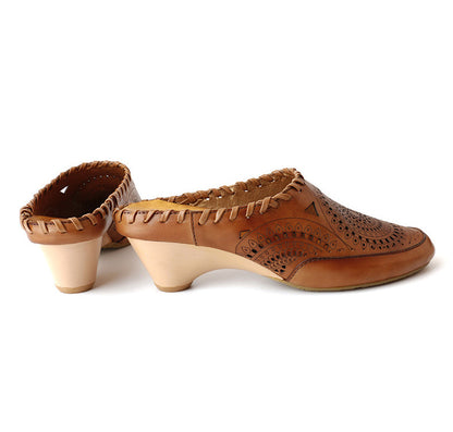 Vintage Leather Mid-Heel Sandals by Elizabeth Ainsley