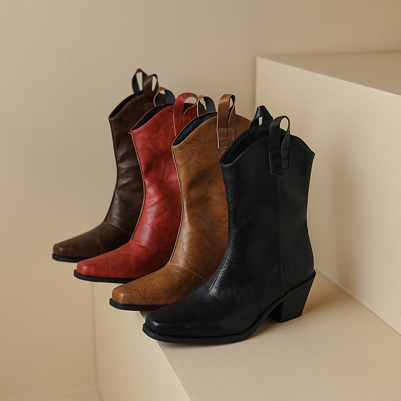 Elizabeth Ainsley Square-Toe Boots - Chunky Heel Comfort