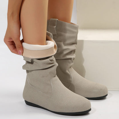 Elizabeth Ainsley Suede Mid-Calf Boots - Winter Warmth