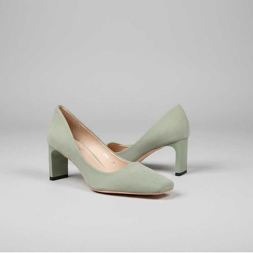 Chic Suede Square Toe Heels by Elizabeth Ainsley