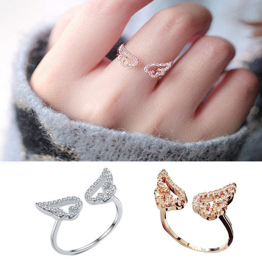 Double Heart Pavé Open Ring