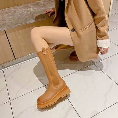 Elizabeth Ainsley | Mid-Calf Boots with Treaded Sole & Zipper
