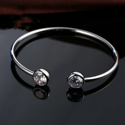 Open Cuff Bracelet with Dual Stone End Detail