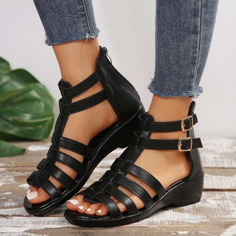 Chic Hollow-Out Wedge Sandals by Elizabeth Ainsley
