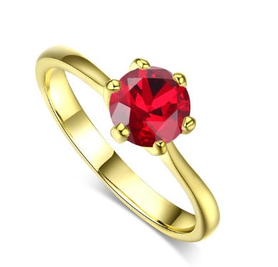 Classic Solitaire Birthstone Ring – Minimalist Round Cut Statement Ring