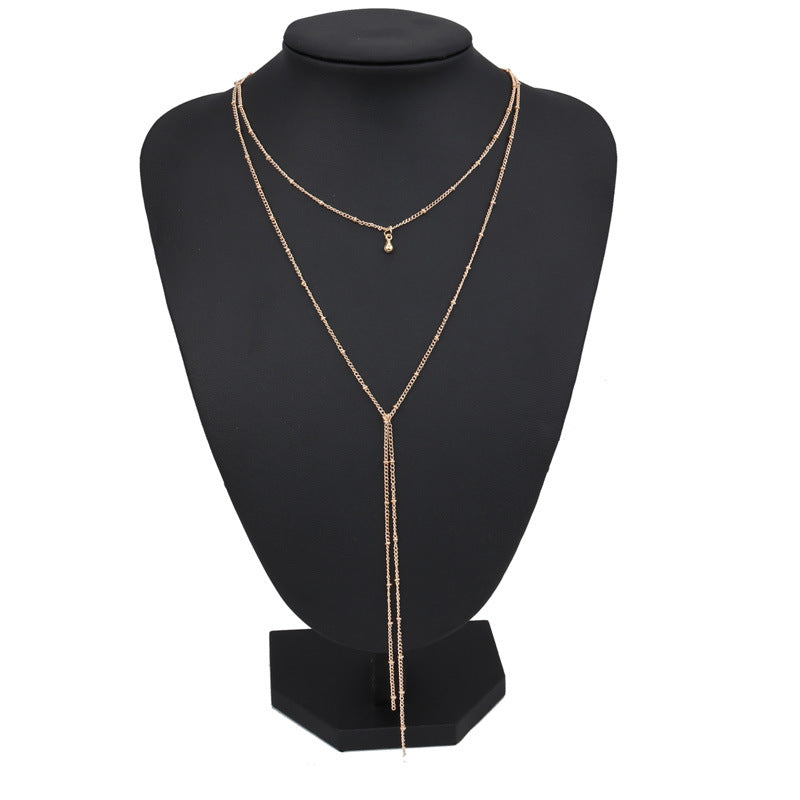 Minimalist Layered Y-Necklace with Delicate Bead Details