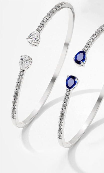 Open Cuff Bracelet with Dual Crystal Ends and Refined Silhouette