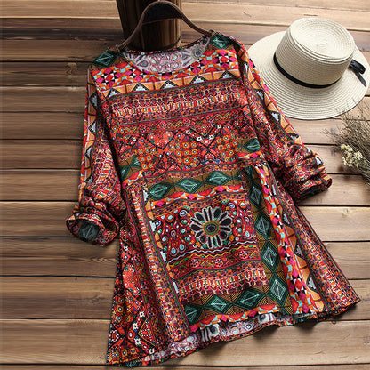 Boho Print Cotton Blouse Elizabeth Ainsley
