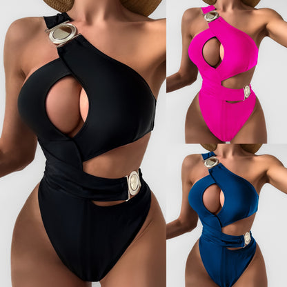 Chic One-Shoulder Elizabeth Ainsley Cutout Bikini
