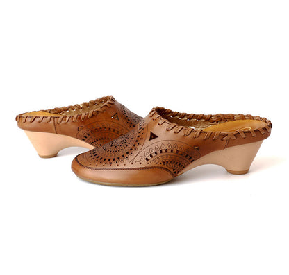 Vintage Leather Mid-Heel Sandals by Elizabeth Ainsley
