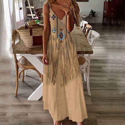 Boho Printed Elizabeth Ainsley Summer Maxi Dress
