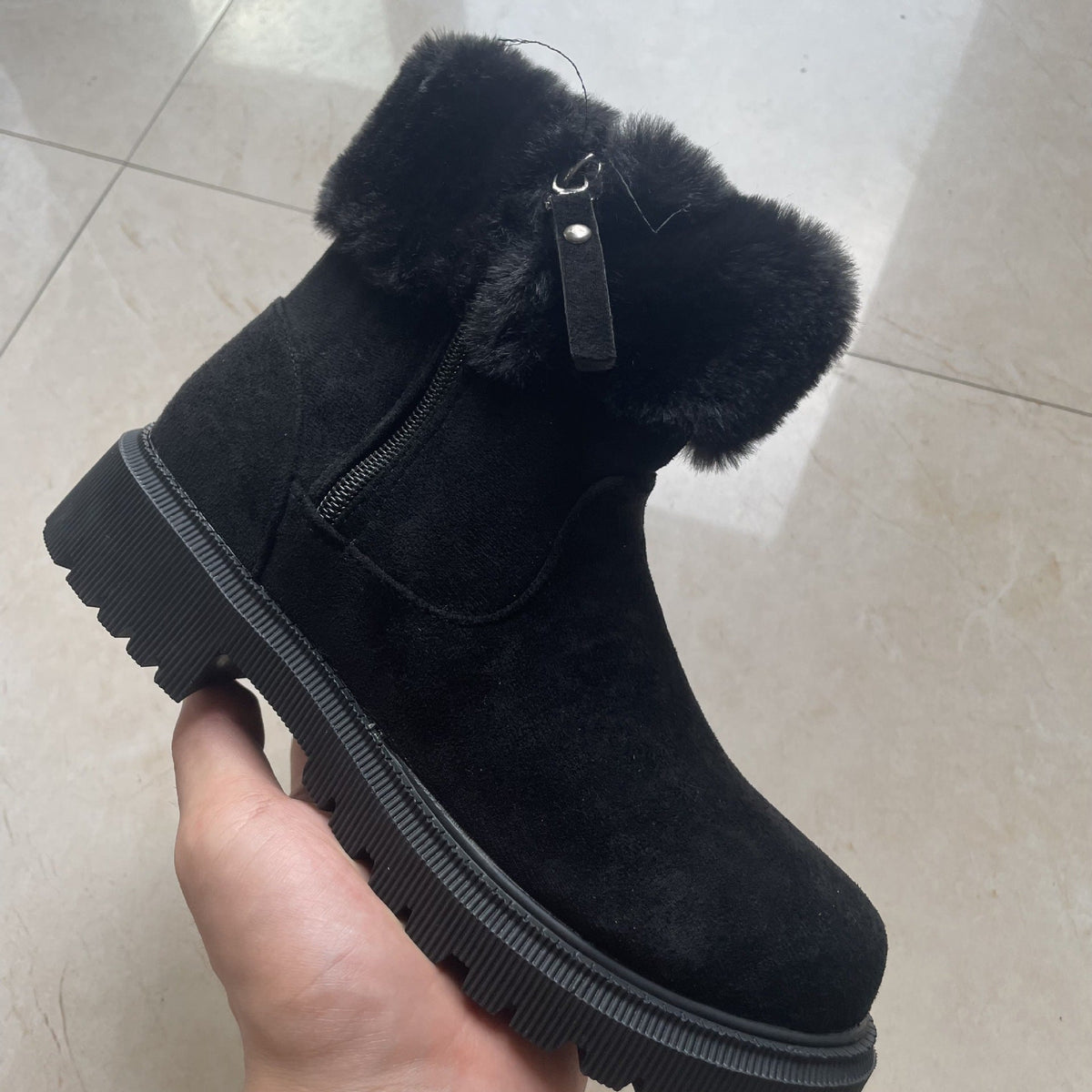 Elizabeth Ainsley Plush Winter Boots - Side Zipper Comfort