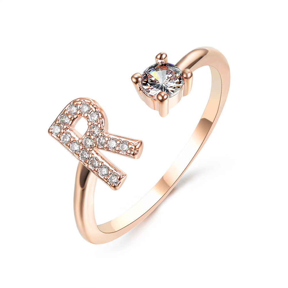 Personalized Diamond Initial Ring