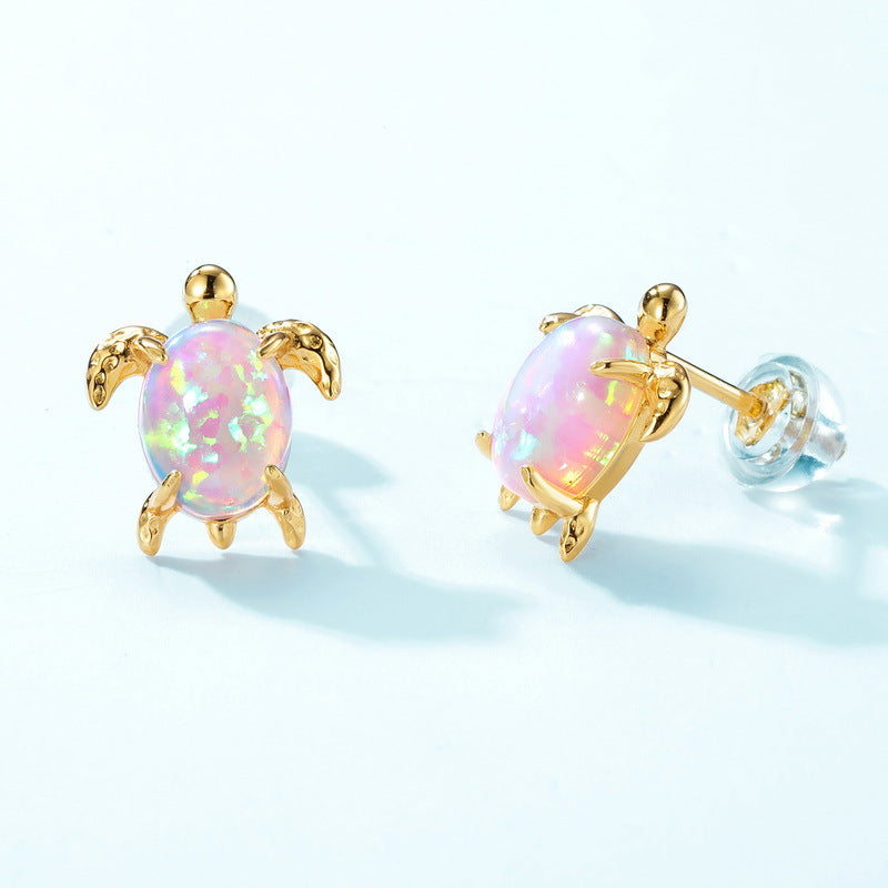Ocean Series Turtle Opal Earrings