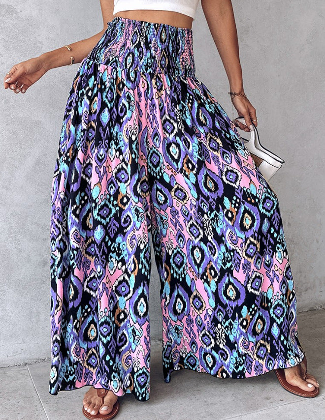 Retro Floral Wide-Leg Pants by Elizabeth Ainsley