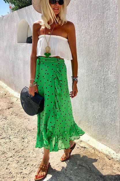 Ruffled Green Polka Dot Skirt by Elizabeth Ainsley