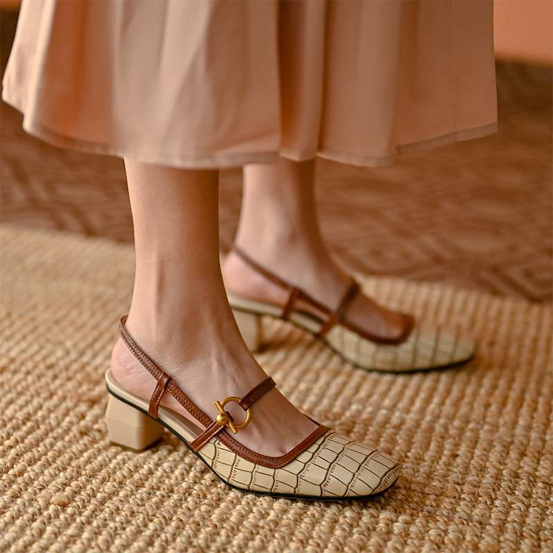 Chic Square Toe Mary Jane Heels by Elizabeth Ainsley
