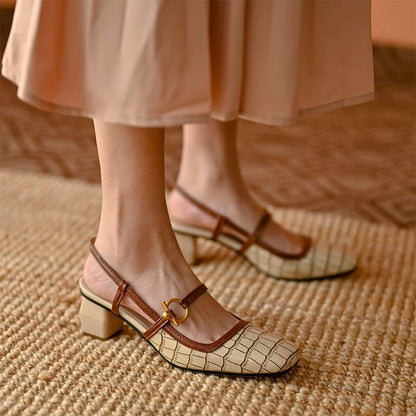 Chic Square Toe Mary Jane Heels by Elizabeth Ainsley