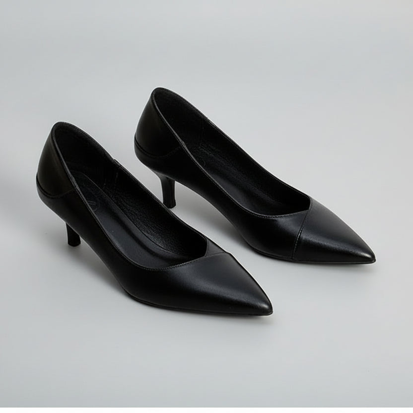 Elegant Black Sheepskin Heels by Elizabeth Ainsley