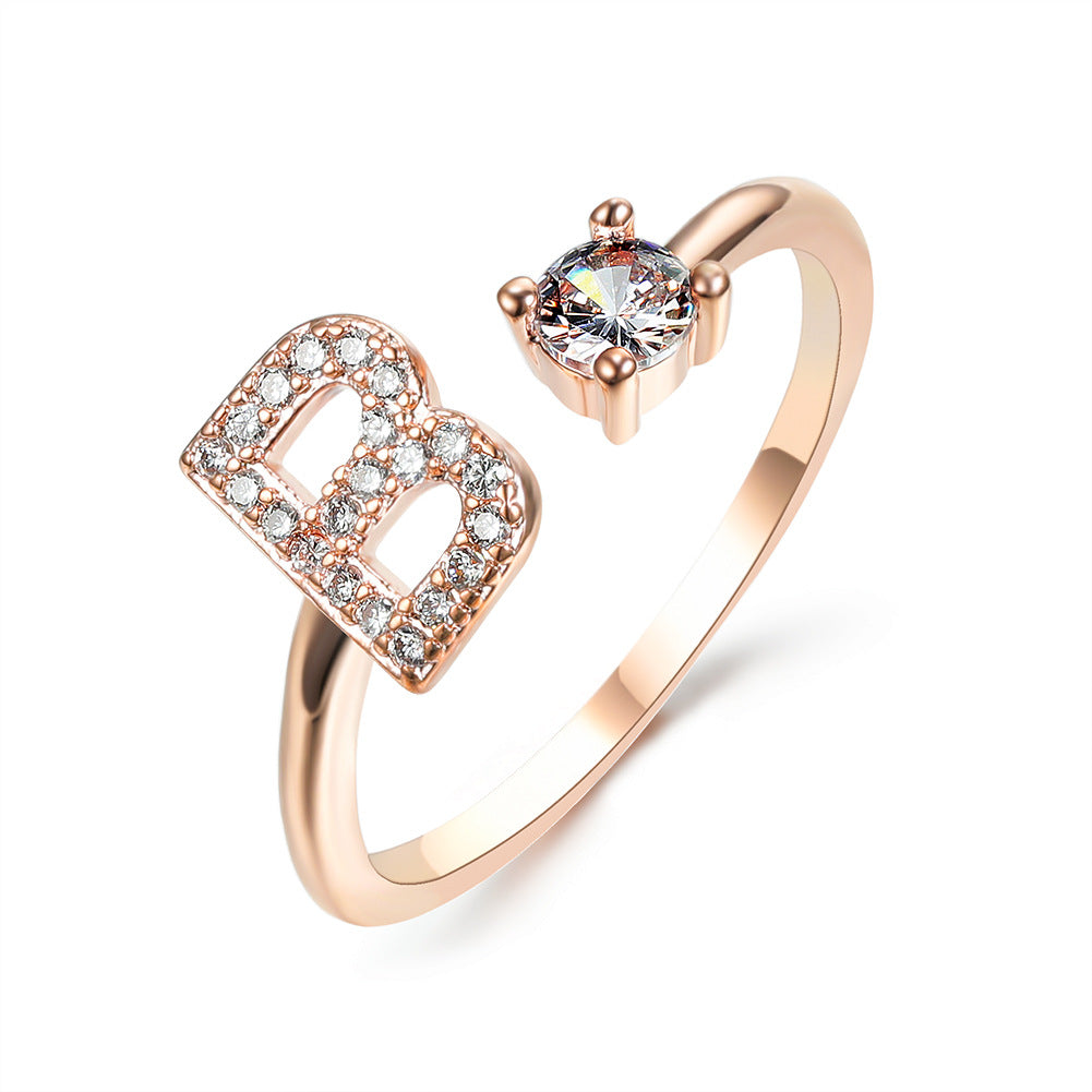 Personalized Diamond Initial Ring