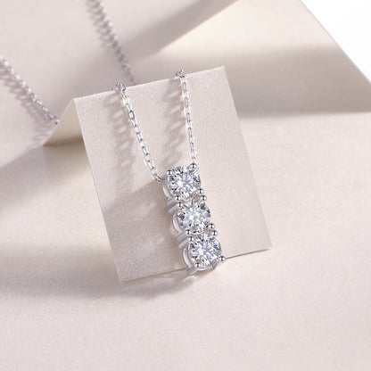 Triple Stone Crystal Drop Necklace