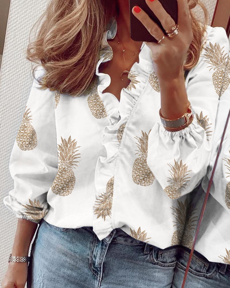 Chic Ruffled Long Sleeve Blouse by Elizabeth Ainsley