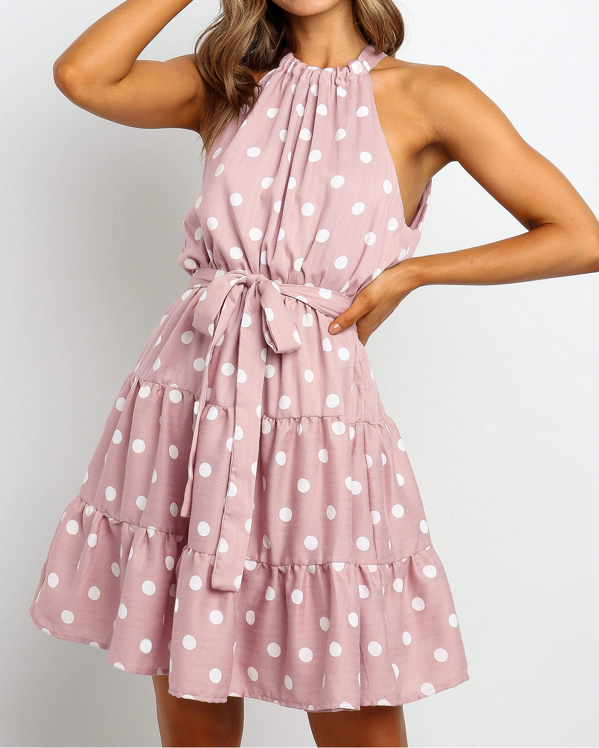 Chic Polka Dot Halter Dress by Elizabeth Ainsley