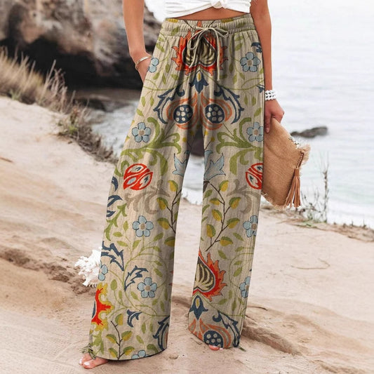 Boho Botanical Elizabeth Ainsley Women's Wide-Leg Pants