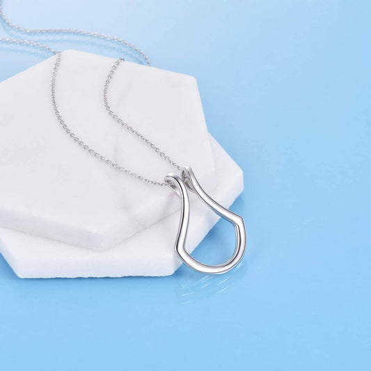Sterling Silver Ring Holder Necklace – Rose Gold Drop Pendant with Cable Chain